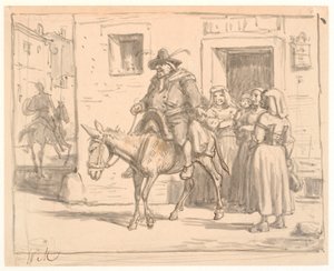 Don Quijote och Sancho Panza lämnar krogen av Wilhelm Marstrand