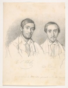 Dubbelporträtt av konstnärerna E. F. Kloss och G. Pellicia av Wilhelm Marstrand