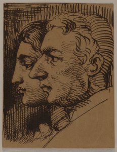 Dubbelporträtt av en man och en kvinna i profil av Wilhelm Marstrand