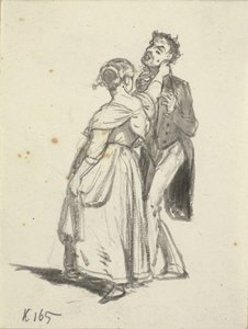 En tjej drar en man i örat av Wilhelm Marstrand