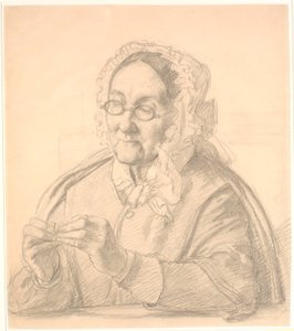 Gammal dam som trampar en synål av Wilhelm Marstrand
