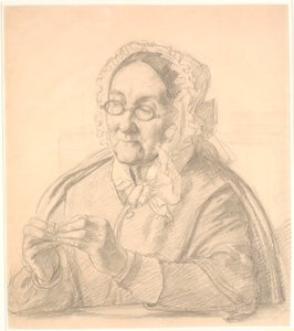 Gammal dam som trampar en synål av Wilhelm Marstrand