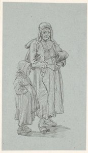 Gammal svensk fru och liten flicka av Wilhelm Marstrand