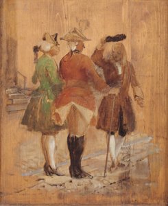Holberg går ur vägen för Jacob von Thyboe och Jean de France av Wilhelm Marstrand