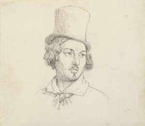 Huvud av man med hög hatt av Wilhelm Marstrand