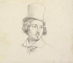 Huvud av man med hög hatt av Wilhelm Marstrand