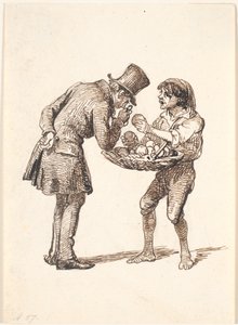 Italiensk apelsinsäljare och den kritiska kunden av Wilhelm Marstrand