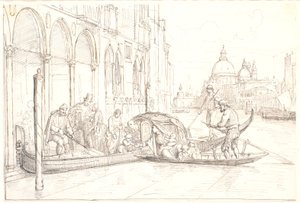 Landning vid Canal Grande i Venedig av Wilhelm Marstrand