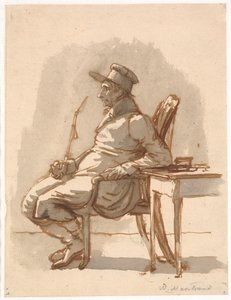 Man med pipa och mössa. Konstnärens farbror av Wilhelm Marstrand