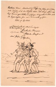 Marstrand, Constantin Hansen och Raffenberg på promenad av Wilhelm Marstrand