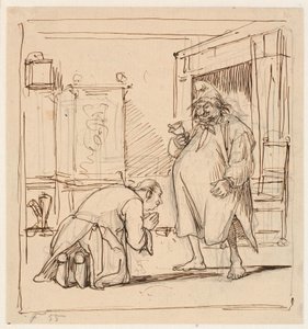 Peder Paars 1:a bok 4:e sång. Per Degn är frälst från kronofogden av Wilhelm Marstrand