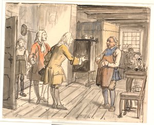 Rådmännens gratulationsbesök. (Den politiska kannan) av Wilhelm Marstrand