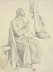 Sittande Jesus, samt draperistudie av Wilhelm Marstrand