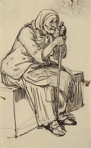 Sitter gammal kvinna av Wilhelm Marstrand