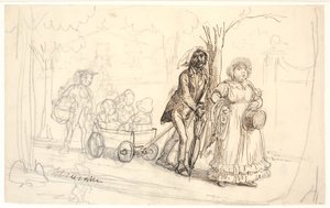 Skomakarfamiljen åker på en skogstur längs Strandvejen av Wilhelm Marstrand