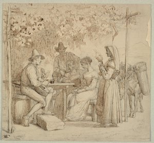 Utanför en ostaffär av Wilhelm Marstrand