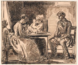 Utkast till "Image of Everyday Life" (Friarens besök) av Wilhelm Marstrand