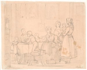 Utkast till familjebilden Waagepetersen av Wilhelm Marstrand