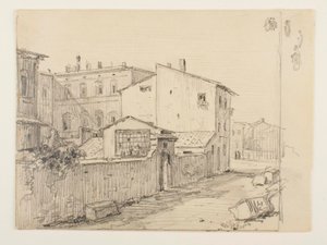 Vicolo delle Colonette di Barberini och Thorvaldsens små ateljéer framför Palazzo Barberini av Wilhelm Marstrand