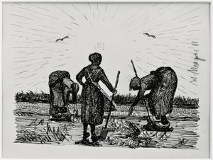Tre kvinnor på fältet av Wilhelm Morgner