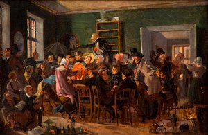 Scen från en auktion, 1835. av Wilhelm Nicolai Marstrand