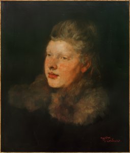 Blond med päls av Wilhelm Trübner