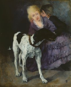 Älskande par med hund. 1873