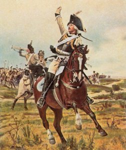 General Seydlitz ger signal till anfall vid Rossbach, 5 november 1757 (förstärkt färglitografi) av Wilhelm Werner Schuch