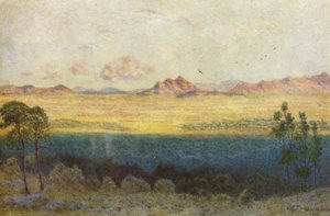 Den blå skuggan, vy från Rhodosmonumentet (färglitografi)
