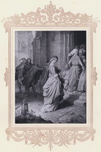 Gretchen, går till kyrkan (litho) av Wilhelm von (after) Kaulbach