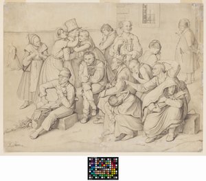 The Madhouse (grafit på vitt vävt papper, liggande) av Wilhelm von Kaulbach