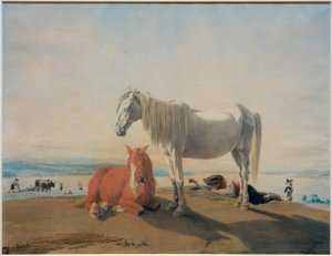 Betande hästar vid Starnbergsjön av Wilhelm von Kobell