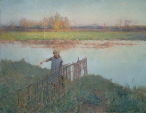 Solnedgång vid Grez av Willard Leroy Metcalf
