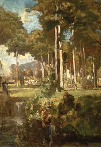 Berkenbos (olja på panel) av Willem Adriaan van Konijnenburg