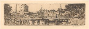 Enkhuizen av Willem Adrianus Grondhout (signed by artist)