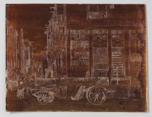 Gamla stadsdelen av Amsterdam med bilen i förgrunden av Willem Adrianus Grondhout (signed by artist)
