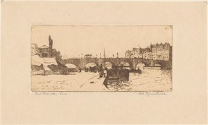 Pont de la Tournelle i Paris av Willem Adrianus Grondhout (signed by artist)