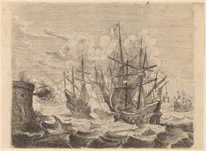 Heemskercks seger över den spanska flottan vid Gibraltar av Willem Basse