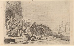 Anhängarna av Solon försvarar Venus tempel av Willem Basse