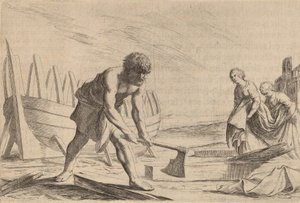 Ulysses på ön av gudinnan Calypso, 1634.