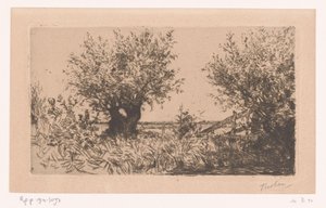 Landskap med äng, pilvid och staket Willows (Kaag) (originaltitel)