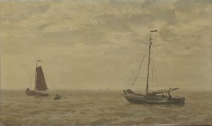 Havslandskap med fiskebåtar av Willem Bastiaan Tholen