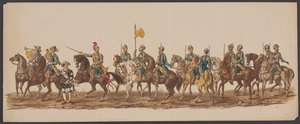 Delfts parad 1862, första gruppen Fjärde Lustrum av Royal Academy i Delft - Ao. 1862 - Costumed Optogt (serietitel på objekt)