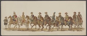 Delfts parad 1862, fjärde gruppen Fjärde Lustrum av Royal Academy i Delft - Ao. 1862 - Costumed Optogt (serietitel på objekt)