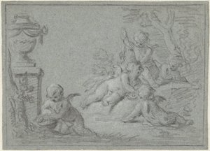 Putti i ett landskap med en vas av Willem Bilderdijk