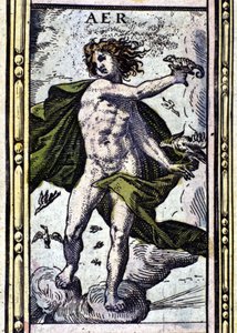 Air, ett av de fyra element som representeras i W. Blaeus Atlas tryckt i Amsterdam 1655. av Willem Blaeu