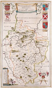 Bedford shire, i "Theatrum Orbis Terrarum, sive Atlas Novus" av Willem Blaeu, Amsterdam av Willem Blaeu