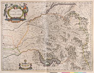 Bergamo, Italien, i "Theatrum Orbis Terrarum, sive Atlas Novus" av Willem Blaeu, Amsterdam av Willem Blaeu