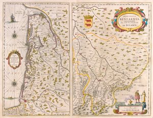 Bordelais-Pays du Médoc - Born- Aquitaine- Frankrikes västkust, i "Theatrum Orbis Terrarum, sive Atlas Novus" av Willem Blaeu, Amsterdam av Willem Blaeu