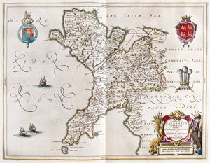 Carnarvonshire och Anglesey, i "Theatrum Orbis Terrarum, sive Atlas Novus" av Willem Blaeu, Amsterdam av Willem Blaeu